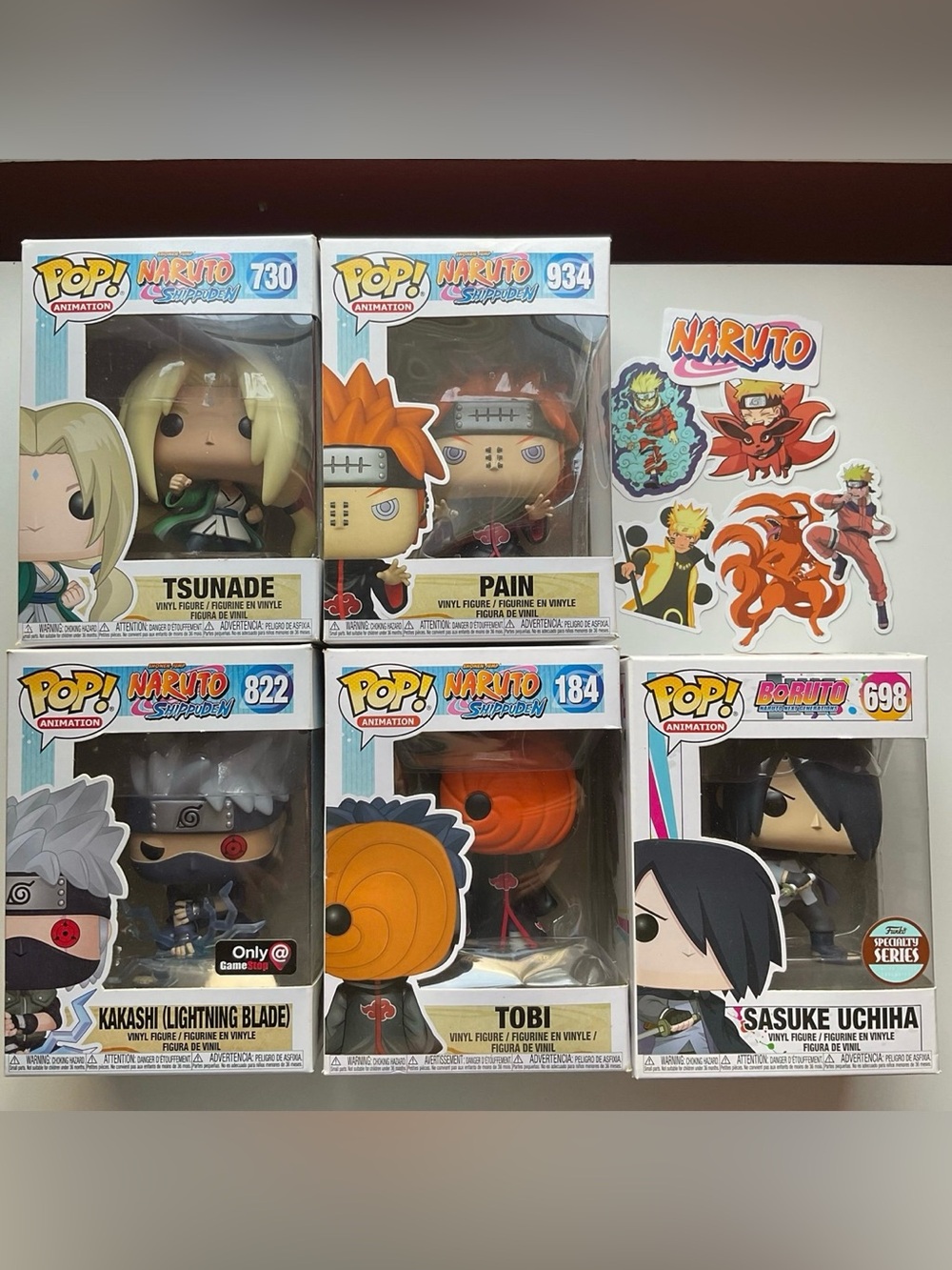 Funko Naruto Boruto Pop Figures lot tsunade kakashi tobi sasuke & pain set of 5